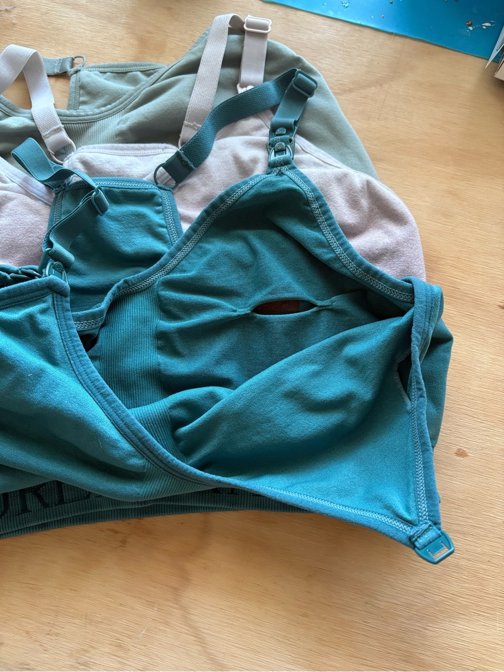 Kindred Bravely Nursing/Pumping Bras in Teal, Mauve, Sage & Black. $25/bra. - Picture 3 of 4
